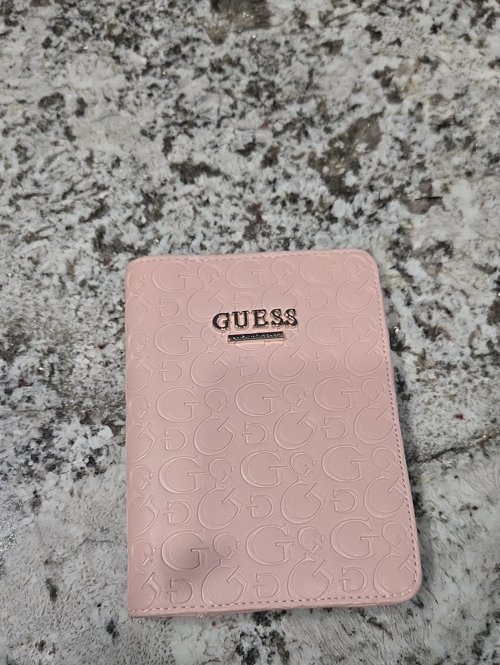 GUESS Debossed Logo Passport Case Pink